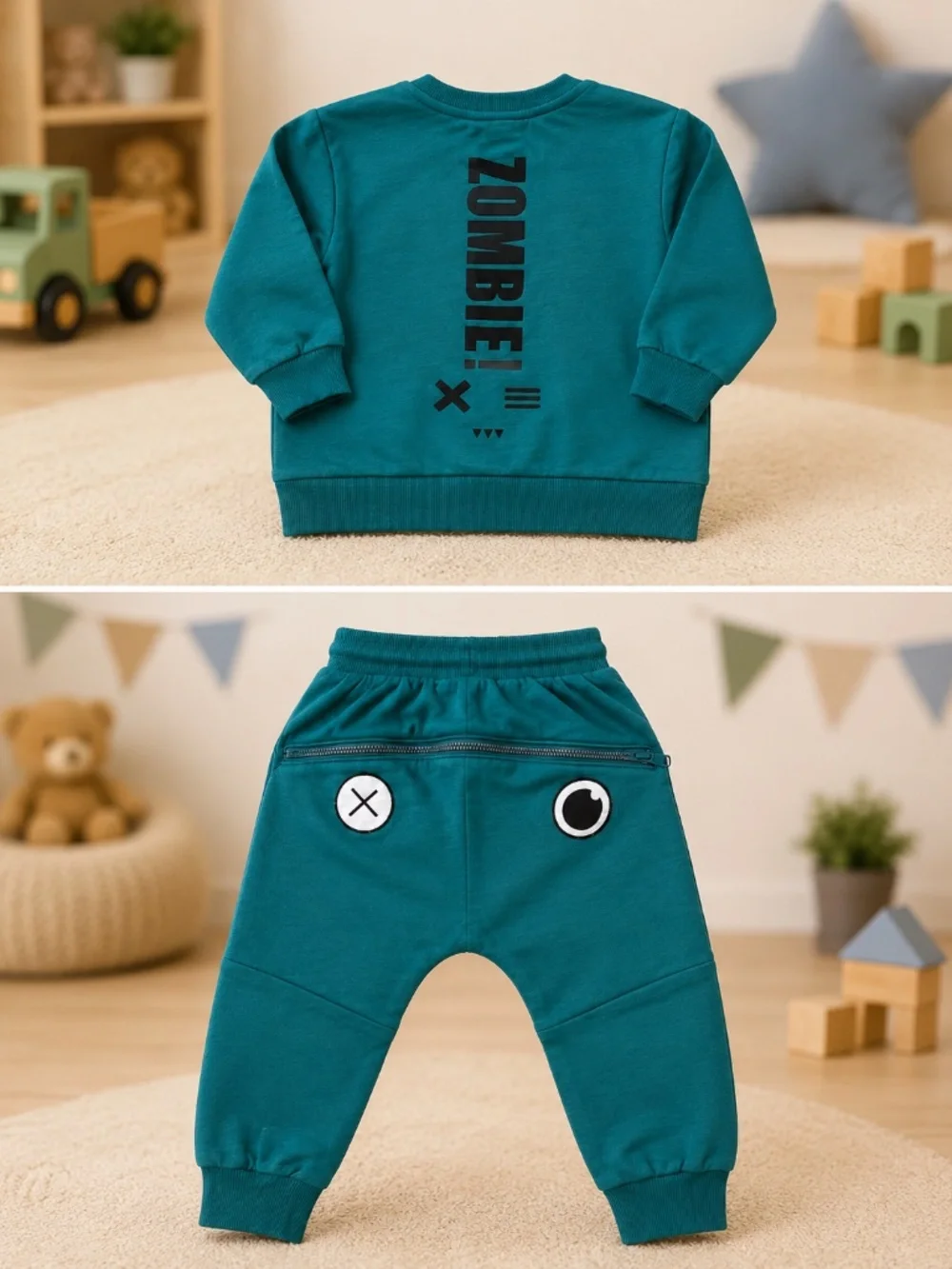 Zombie 2-Piece Sweat Set | Size 110 cm (Approx. 4–5 Years) 🩵